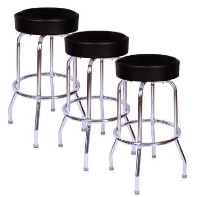 China Jet Black Chrome Contemporary 30 inch Swivel Bar Stool - Set of Three (0-1950BLK 3pk) for sale