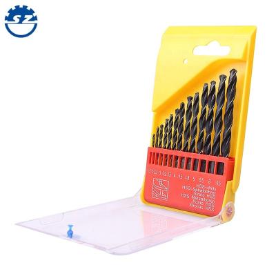 China Metal Drilling 13 PCS Plastic Box Packing Black Oxide HSS Twist Drill Bits Set For Metal Drilling for sale