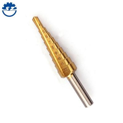 China HSS 4241 Hot Sale Metric Titanium Metal Drilling Straight Flute 4-12mm Step Drill Bit for sale