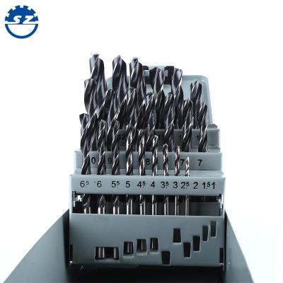 China Metal Drilling 25PCS HSS 4241 Black Oxide Shank Straight Shank Metal Drilling Twist Drill Bit for sale