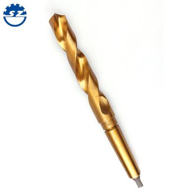 China Titanium coated metal drilling din 345 hss taper shank twist drill bits for metal drilling for sale