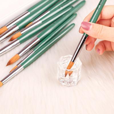 China Beauty Care Make Tools 2022 Kolinsky Hair Nail Art Brush Fashion Green Handle USA High Quality Hot Selling Makeup Brush Accept OEM For Nail Salons for sale