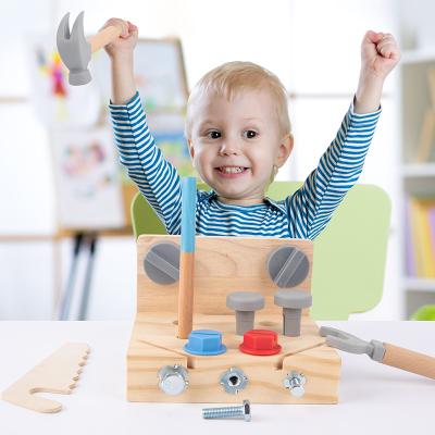 China MODEL Wooden game TOY juguetes De madera pretend toys children play kids diy tool wooden nuts - and - bolts toys wooden tool tool kit for sale