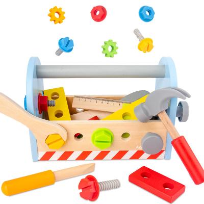 China MODEL TOYS Wood Toys for Kids Portable Montessori Deluxe Toddler Creative Multifunctional Screws and Nuts Tool Kit Kit Tool Toys for sale