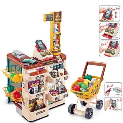 China With scanner and cash registers play food kids Ninos supermarket kitchen toys with scanner and cash register play food kitchen toys kitchen wooden toy for sale