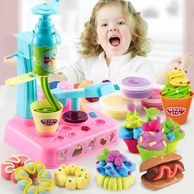 China Custom Kids Role Play Game Toys Product Desktop Diy Desktop Ice Cream Cooking Squeezing Making Machine Simulation Plastic Kitchen Toy Set for sale