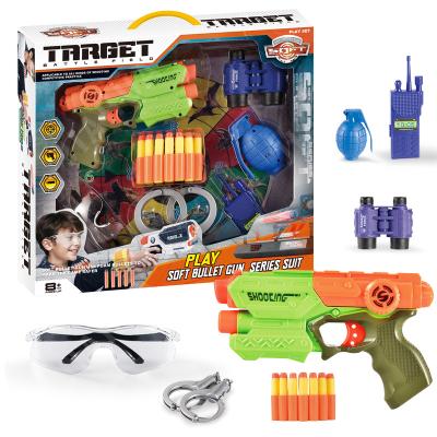 China Eva Bullet Gun Shooting Kids Pretend Soft Boy Soft Plastic Toy Gun Shooting Game Toys Safe Plastic Police Weapon Set Toy for sale