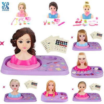 China Head Doll Style Half Body Makeup Diy Braid Hair Educational Deluxe Modeling Doll Toys Doll Cosmetic Set Head Model Toy for sale