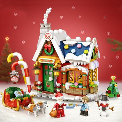 China Toy Christmas Housing Building Blocks Educational Toys Puzzle Assembly Ornaments Creative Christmas Gifts For Children for sale