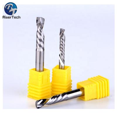 China Engraving / Carving / Cut Single Flute Down Cut Spiral Carbide End Mill For Wood Cutting And MDF Engraving for sale