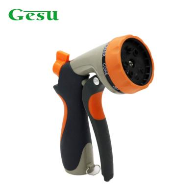 China Adjustable Sprinkler Front Trigger Thumb Valve Household Wash Station Handle 8 Function Garden Water Gun Hose Soft Spout for sale