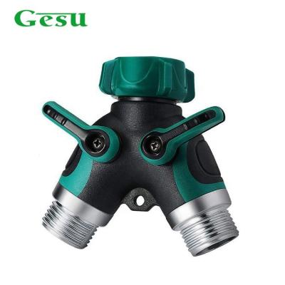 China Zinc Alloy Garden Tools GESU 2 Way Garden Hose Pipe Splitter 3/4