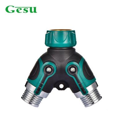 China Garden Tools GESU 2 Way Y Valve Dual Outlet Tap Connector, Easy Turn Control Valves for sale