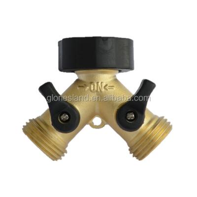 China home & Garden Irrigation GESU Garden Hose 2 Way Splitter - Solid Brass Y Tap Connector Valve - Leak Free Guarantee for sale