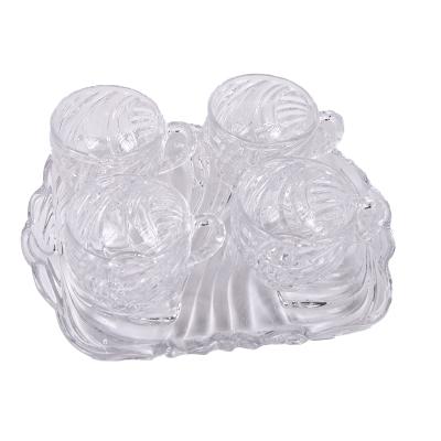 China New Design Tableware Clear Charger Viable Glass Plates With 4 Cups for sale