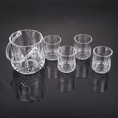 China Viable Popular Design Glass Ice Bucket Set With 4pcs Whiskey Cup for sale