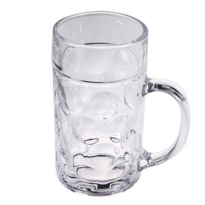 China BIG CUP Hot Sale 1000ML Clear Decal Printing Logo Glass Beer Mug For Party KTV Oktoberfest for sale