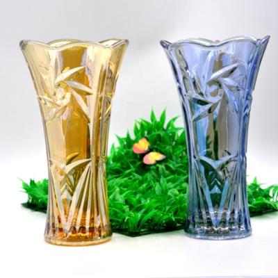 China Minimalist European Style Home Office Flower Glass Gold Decorative Vase for sale