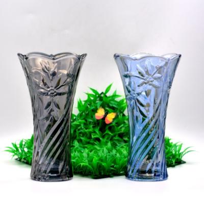 China Minimalist Exquisite Clear Cylinder Stained Glass Vase For Decorative Modern Home Decor for sale