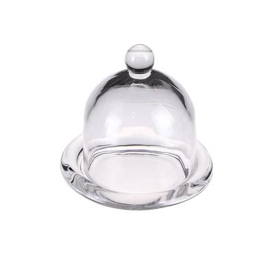 China Sustainable European Style Dish With Glass Dome Lemon Set Cake Dish With Cover for sale