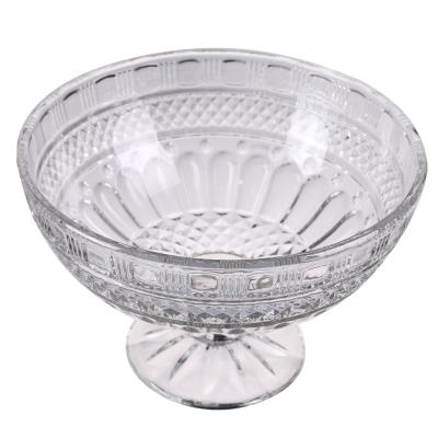 China Sustainable Elegant Clear Glass Fruit Bowl With High Foot Glass for sale