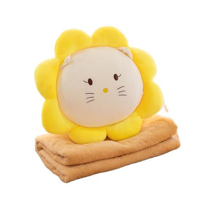 China Light Weight Brand New Rabbit Cartoon Sunflowerra Design 40 Cm Plush Animal Pillow And Blanket for sale