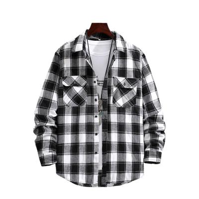 China Long Sleeve Plaid Flannel Shirt Men Good Texture Breathable Comfortable Experience for sale