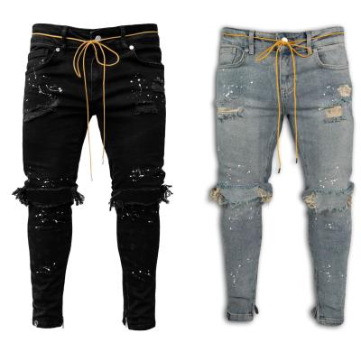 China New Type Special Sale Design Cargo Pocket Hole Men QUICK DRY Well Loose Ripped Jeans for sale