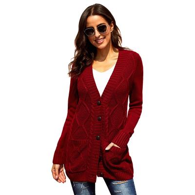 China Polyester Multi Color Anti Wrinkle Anti Wrinkle Fashionable Cardigan Sweater Women for sale