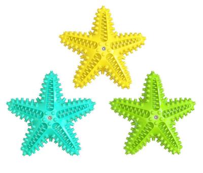 China Sustainable New Starfish Design Dog Toothbrush Chew Toy with Squeaky Teeth Cleaning Dental Care Sweep Aggressive Chewer for Small Medium Dogs for sale