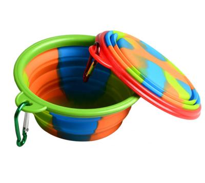 China Folding Portable Silicone Bowl Sustainable Camouflage Silicone Pet Bowl for sale