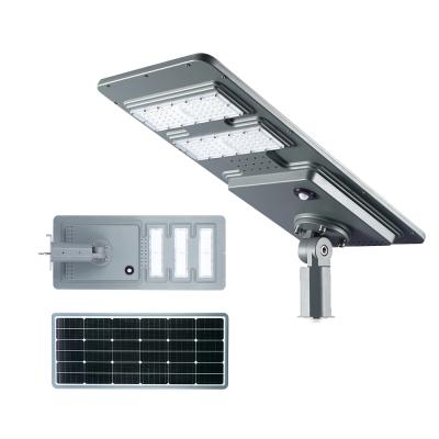 China Photosensitive Sensing + Human Body Sensing All In One 20w/40w/60w/80w/100w Lighting Solar Street Light Pole Lights Outdoor Waterproof for sale