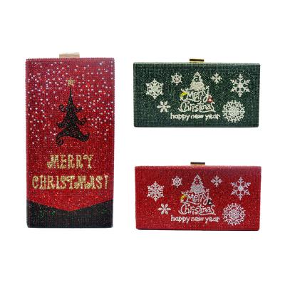 China Mini Portable Hand Bag Bling Diamond Messenger Bag Female Rough Evening Clutch Bag Fashion Christmas Rhinestone Zipper Feminina for sale