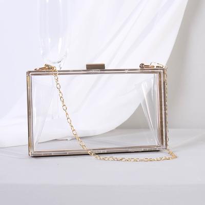 China Girl's Transparent Acrylic Feminine Chic Chain Messenger Bag Fashion Small Clutch Dinner Bag Square Bag for sale