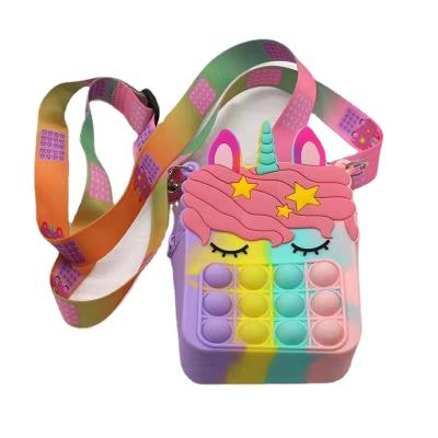 China Fashion Girl's Purse Wiggle Unicorn Rainbow Cross Cute Mini Silicone Zipper Curse Toy Push Bubble Phone Coin - Body Girls Bags Purses for sale