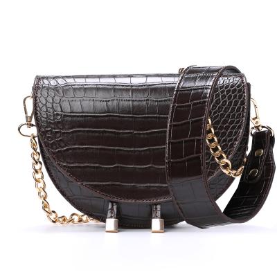 China Trendy Fashion Snake Pattern Women Shoulder Bags Semicircle PU Leather Ladies Messenger Bags Saddle Bag Handbag for sale