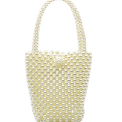 China Fashion Korea Fashion Luxury Top Quality Pearl Beaded Handmade Clutch Tote Bag Purse Bucket Pear Wedding Party Stone Handbag for sale