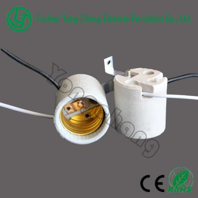 China Ceramic Screw Lamp Bulb Socket E26 With Wires And Bracket for sale