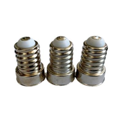 China E14 Screw Lamp Base Iron Plated Nickel E14 Led Lamp Adapter Screw Shell for sale