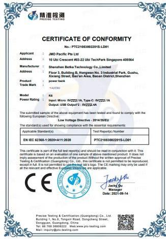 CE - Shenzhen Betka Technology Co., Limited.