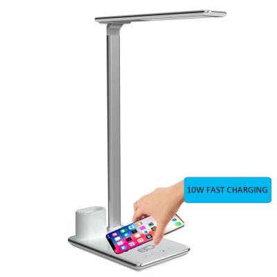 China Modern 4 In 1 Wireless Charger Led Desk Lamp With Wireless Charger Usb Folding Wireless Charger With Lamp for sale