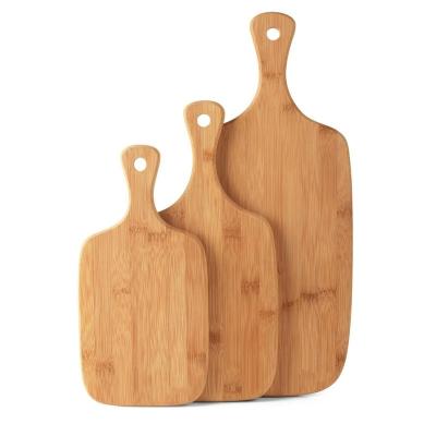 China Sustainable Eco Friendly Bamboo Meat Cheese Fruit Vegetable Wooden Cutting Board Kitchen Chopper With Handle for sale