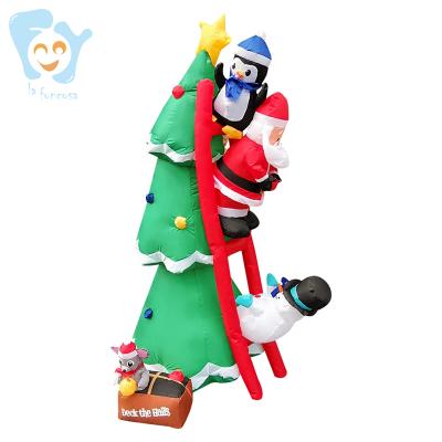 China With Light 6ft Lit Outdoor Indoor Lawn Santa Claus Climb Inflatable Christmas Tree for sale