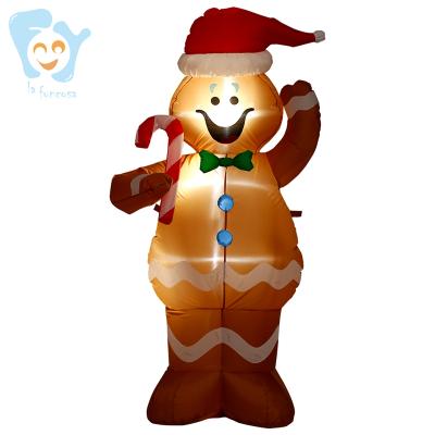 China With Light 5ft Lit Indoor Outdoor Lawn Christmas Standing Inflatable Little Gingerbread Man for sale