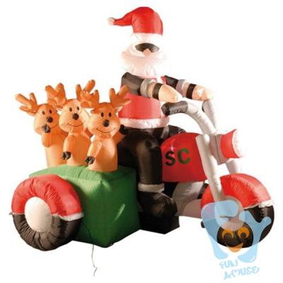 China Custom Polyester Inflatable Santa Claus On Motorcycle for sale