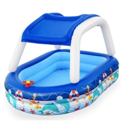 China With Inflatable Sunshade Sunshade Boat Shaped Swimming Pool Inflatable Swimming Pool For Kids for sale