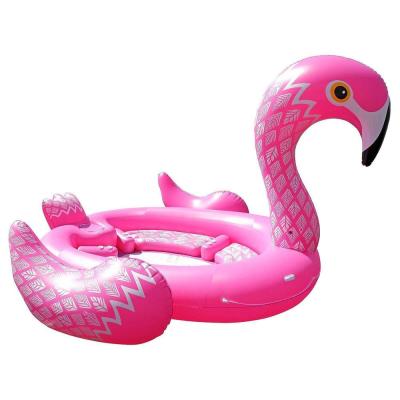 China Detachable Seat 6 Person Big Pink Flamingo Inflatable Pool Float Island for sale