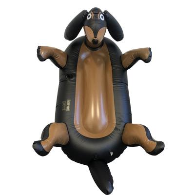 China With Cup Holder And Rope Hook Adult 1.6m Pool Toy Inflatable Black Dog Pool Float With Cup Holder for sale