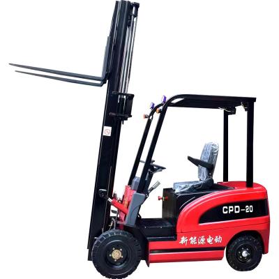 China Building Material Shops Electric forklift 2 tons small four-wheel counterweight riding 1 ton forklift hydraulic lifting and stacking truck for sale