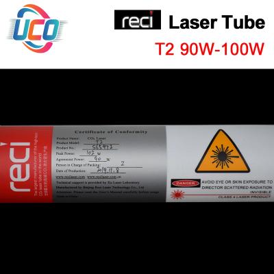 China UCO Reci Hotels Laser Tube T2 90w Length 1250mm Dia.65mm T Series Lamp Tube Wooden Box Glass Packing For CO2 Laser Engraving Cutting for sale